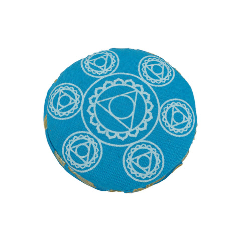 Round Pad With Brocade Lining-Chakra Printed Singing Bowl's Cushion