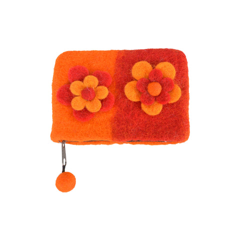 Felt Orange With Flower Attached Coin Purse. - craze-trade-limited