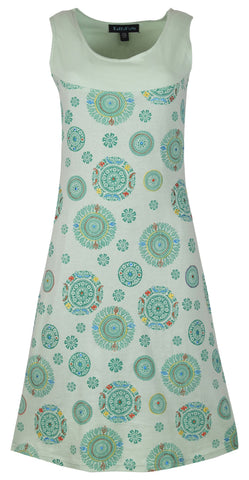 sleeveless dress with chakra print