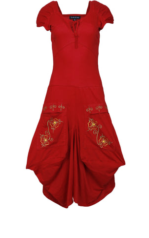 Calf Length Embroidery Short Sleeve Dress.(NO REFUND/ NO EXCHANGE) - craze-trade-limited