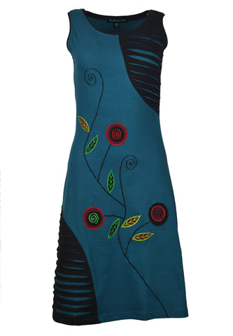 ladies-sleeveless-dress-with-leaves-pattern-print-and-razor-cut-design