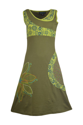 Colorful Side Design & Flower Embroidery Dress. - craze-trade-limited