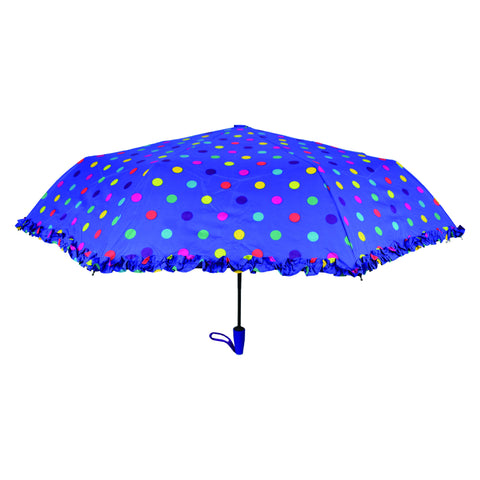 Automatic Blue Umbrella with Colorful Polka Dot Pattern - craze-trade-limited