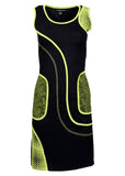 Sleeveless Green Matrix Print Dress With Side Pocket. (No Refund/ No Exchange) - craze-trade-limited