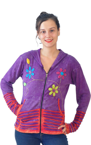 Multicolore Floral  Embroidery Cotton Cardigan - TATTOPANI