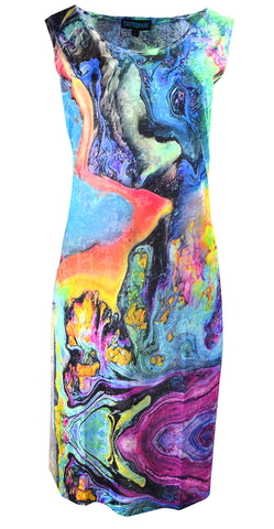 Summer Dress With Multicolored Pattern Print. - TATTOPANI