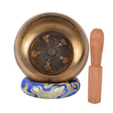 Tibetan Meditation Singing Bowl with Special Etching, Small Buddha Crafted Inside and protective pouch