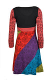 Long Sleeve Multicolored Print Evening Dress (No Refund/ No Exchange)