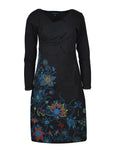 floral embroidery black dress