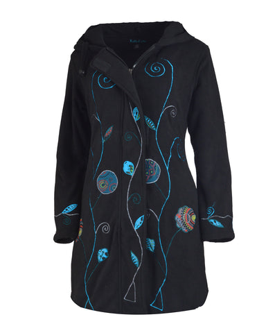 Long Sleeve Jacket Floral Embroidery Ladies Trench Coat 