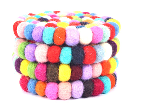 Felt Ball Coaster-Colorful, Soft And Warm (SW- FELT-CIRP4) - craze-trade-limited