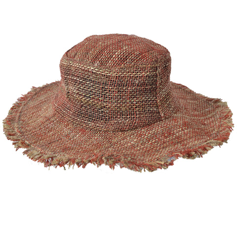 Red Wide Brim Knitted Summer Crochet Hemp Hat. - craze-trade-limited