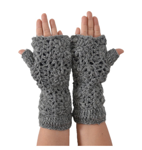 Dark Grey Fingerless Woolen Gloves Mitten Hand Warmer- CM-GLOVE100DGRY - craze-trade-limited