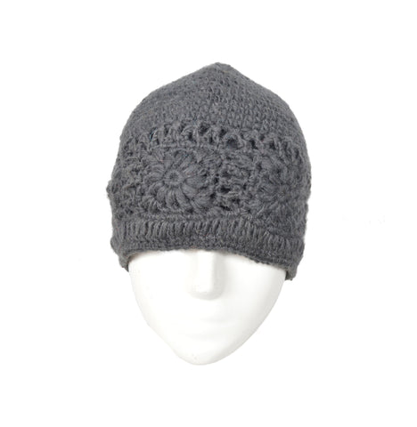 Gray woolen crocheted beanie hat- CM-HAT100GRY - craze-trade-limited