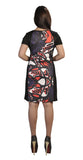 Floral Pattern & Rhinestone Printed Short Sleeved Dress. - TATTOPANI