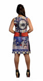 Ladies Sleeveless Dress With Multicolored Pattern Print. - TATTOPANI
