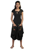 Calf Length Embroidery Short Sleeve Dress.(NO REFUND/ NO EXCHANGE) - craze-trade-limited