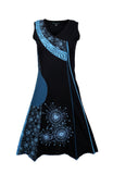 V-Neck Patch Dress with Print-Cornflower. (No Refund/ No Exchange) - craze-trade-limited