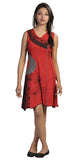 V-Neck Patch Dress with Print-Cornflower(No refund / No Exchange) - craze-trade-limited