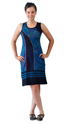 womens-sleeveless-dress-with-colorful-flower-lining-embroidery
