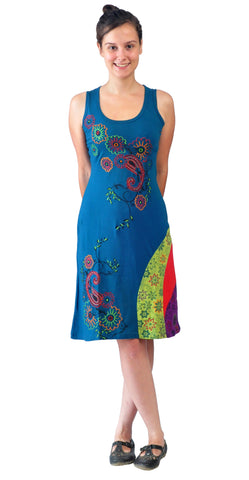 Colorful Flower Embroidery Sleeveless Dress. - craze-trade-limited