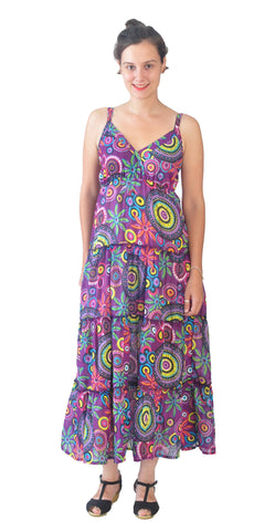 Strap Maxi Dress With Multicolored Pattern. - TATTOPANI