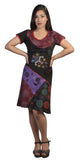 Colorful Embroidery & Patch Short Sleeve Dress. - TATTOPANI