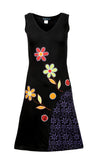 Sleeveless V-Neck Designed Dress With Floral Embroidery. - craze-trade-limited