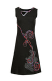 Ladies Sleeveless Spiral Print Design Dress. - TATTOPANI