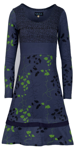 Long Sleeved Dress With Leaf Pattern Print. - Tattopani Fashion ( Craze Trade Limited)