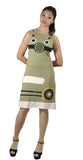 Sleeveless Dress With Circular Patch Design. - craze-trade-limited