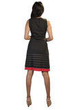 Sleeveless V-Neck Dress With Colorful Print & Patch. - craze-trade-limited