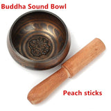 1 set Copper Buddha Sound Bowl Alms Bowl Yoga Chinese Tibetan Meditation Singing Bowl With Hand Stick Metal Crafts GPD8049
