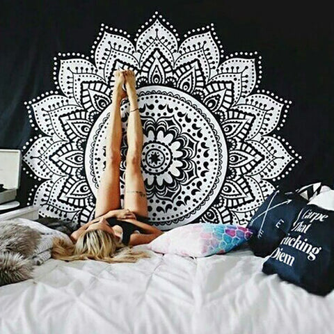 Wall Hanging Hippie Mandala Tapestry Dorm Ethnic Bedspread Home Decor Classical Black And White - craze-trade-limited