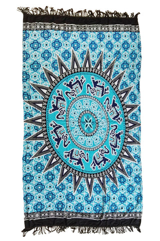 Bluish Medallion Pattern Tapestry Cotton Yoga Mat - craze-trade-limited