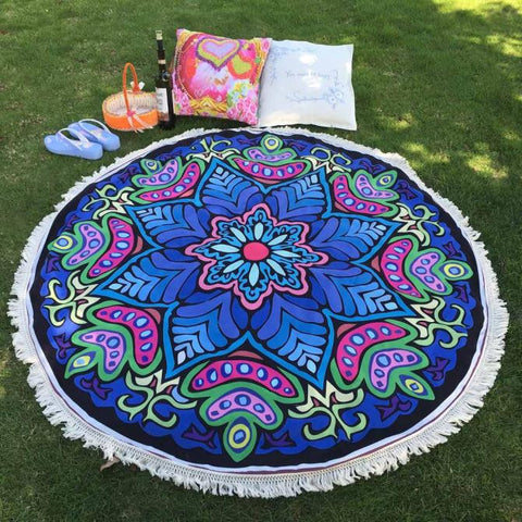 Round Hippie Tapestry Beach Throw Roundie Towel Yoga Mat Bohemian BU - craze-trade-limited