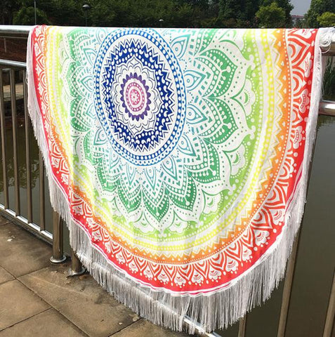 Round Hippie Tassel Tapestry Beach Throw Mandala Towel Yoga Mat Bohemian - craze-trade-limited