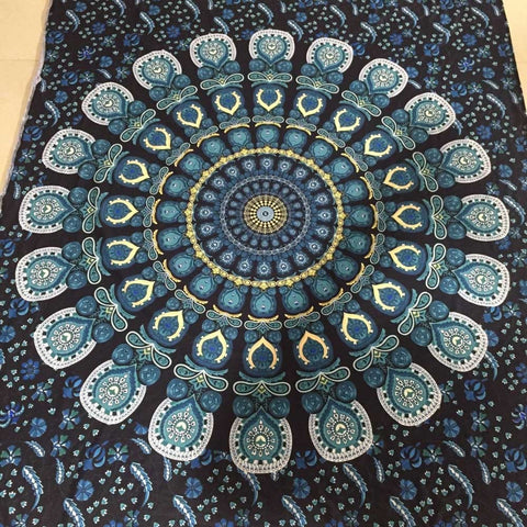 SHOWTIENDA Bohemian Rectangle Hippie Tapestry Beach Throw Roundie Towel Yoga Mat - craze-trade-limited