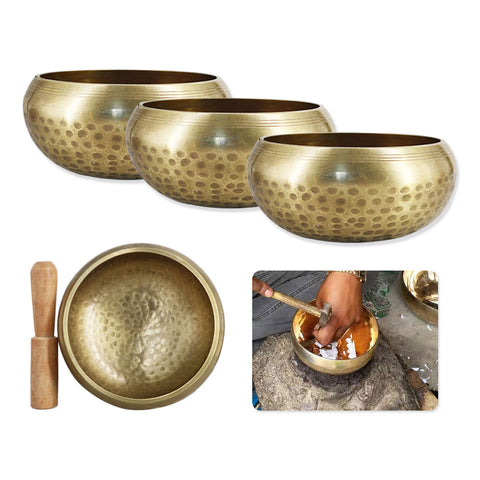 Healing Meditation Yoga Bowl Set Decorative-wall-dishes Resonancewith Mallet Handmade Tibetan Singing Bowl