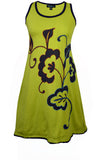 Ladies Green Front Embroidery Dress. - TATTOPANI